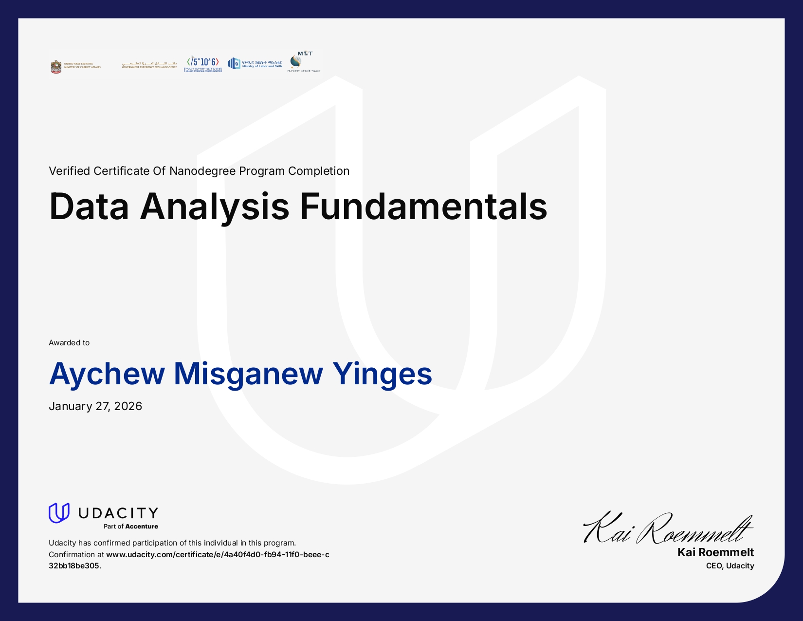 Data Analysis Certificate